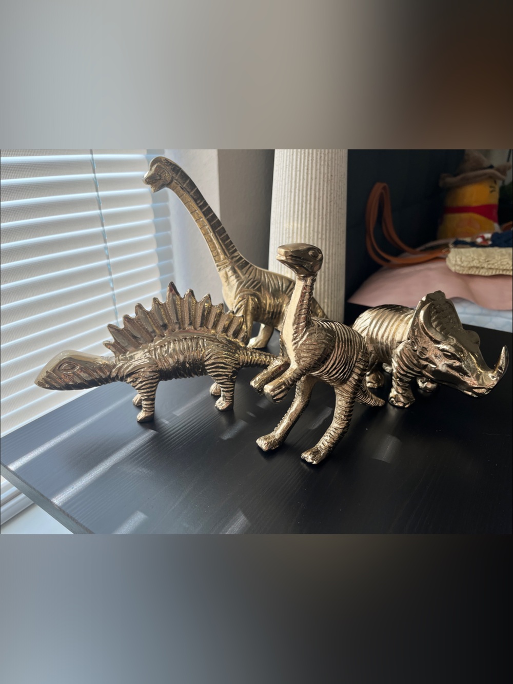 Set of 4 imitation-brass dinosaurs